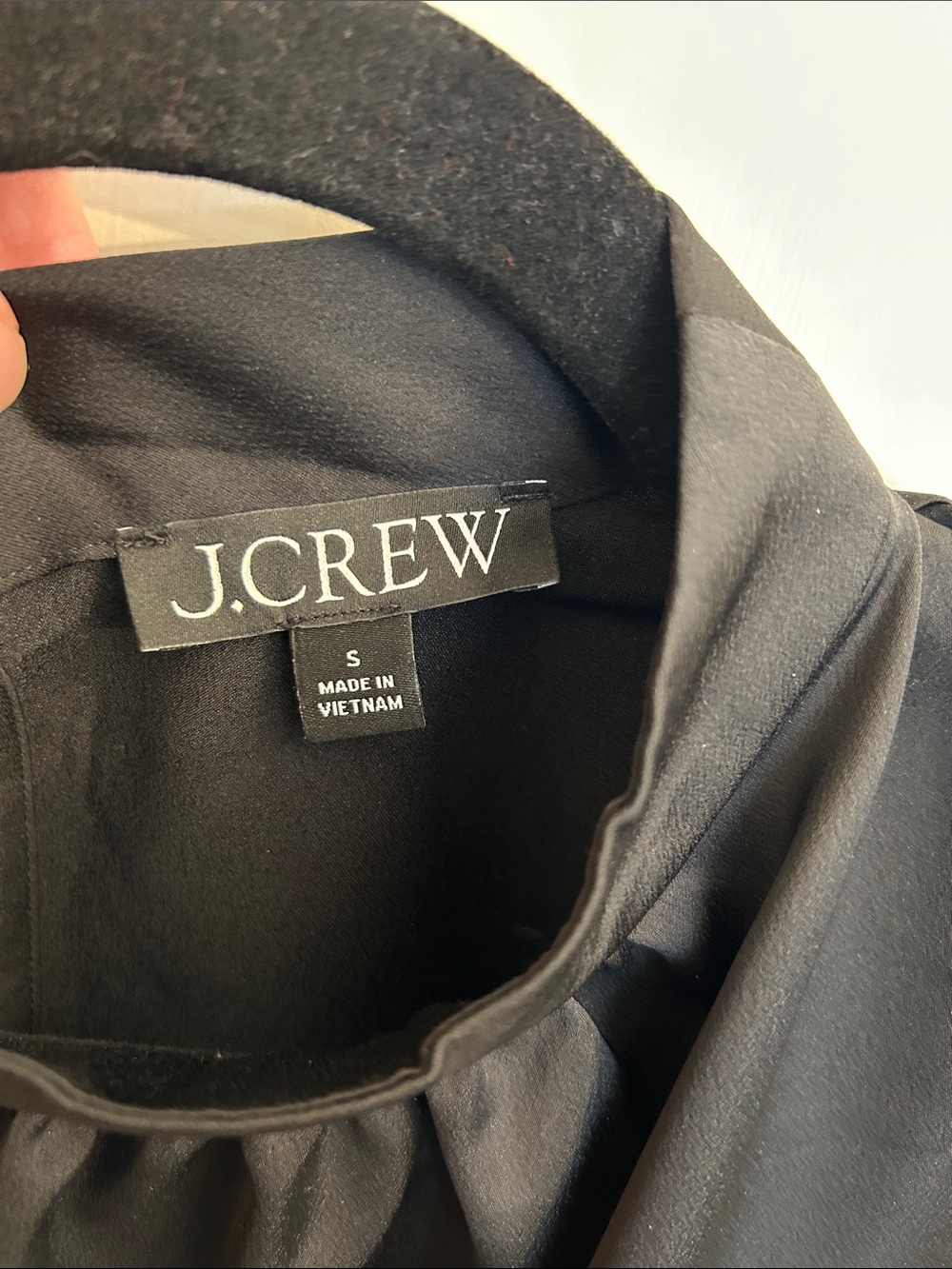 J. Crew Black Short-Sleeve Tie-Neck Top in Everyday Crepe - Picture 3 of 5